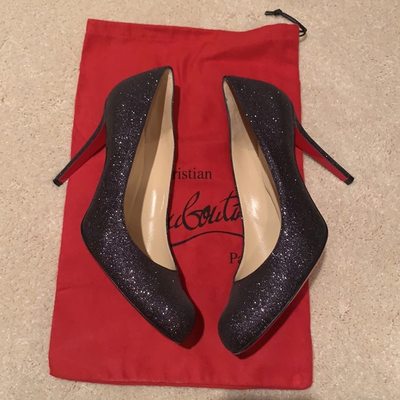 Christian Louboutin Glitter Simple Pumps Black 85mm - Picture 3 of 14